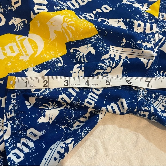 Corona Swim Trunks Men’s XL Blue Yellow Netted Lined Summer Beach Travel Beer - Picture 7 of 8